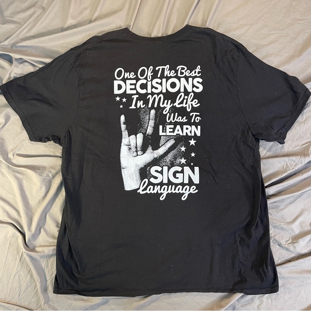 New Sign Language I Love You ASL Beacon Back Graphic Tee 3X